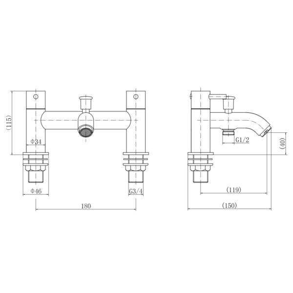 BOUNCE Bath Shower Mixer with Handset and Bracket - Image 5