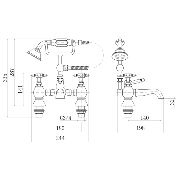 EDEN Bath Shower Mixer with Handset and Bracket - Image 2