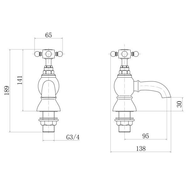 EDEN Bath Pillar Taps - Image 2