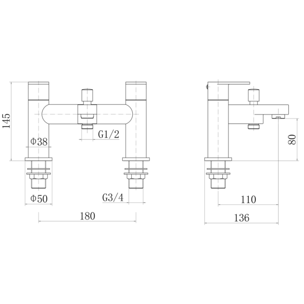 JUNO Bath Shower Mixer with Handset and Bracket - Image 2