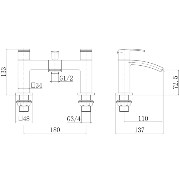 KINLIN Bath Shower Mixer with Handset and Bracket - Image 4