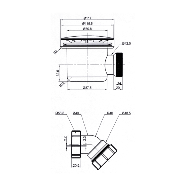 High Flow Shower Tray Waste 90mm - Image 4