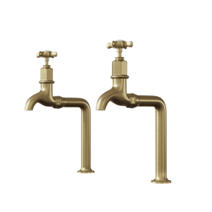 ALTON Hot & Cold Bip Tap Pair with Cross Handles - Brushed Brass