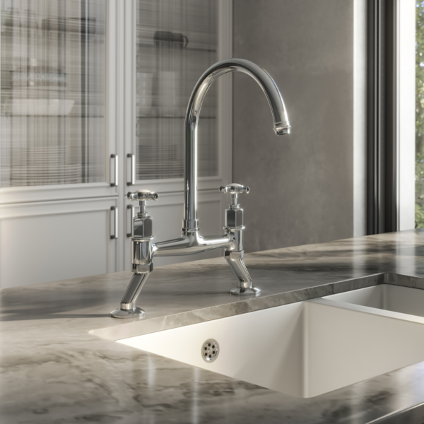 ALTON Traditional Bridge Kitchen Mixer with Cross Handles - Image 7