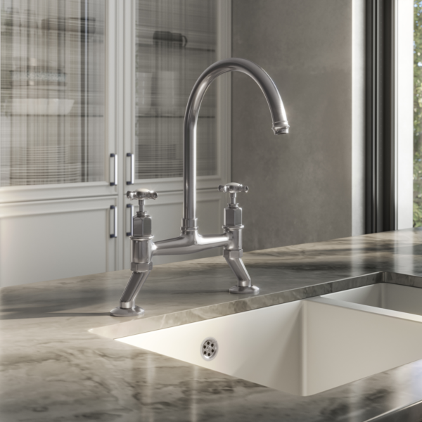ALTON Traditional Bridge Kitchen Mixer with Cross Handles - Image 8