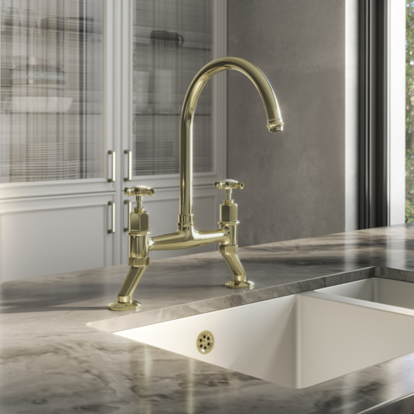 ALTON Traditional Bridge Kitchen Mixer with Cross Handles - Image 9