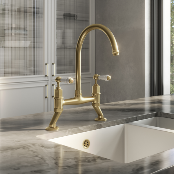ALTON Dual Lever Traditional Bridge Kitchen Sink Mixer - Image 9