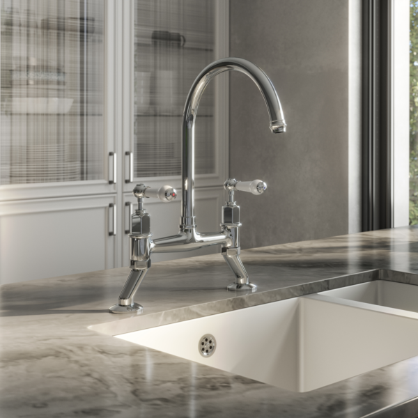 ALTON Dual Lever Traditional Bridge Kitchen Sink Mixer - Image 8