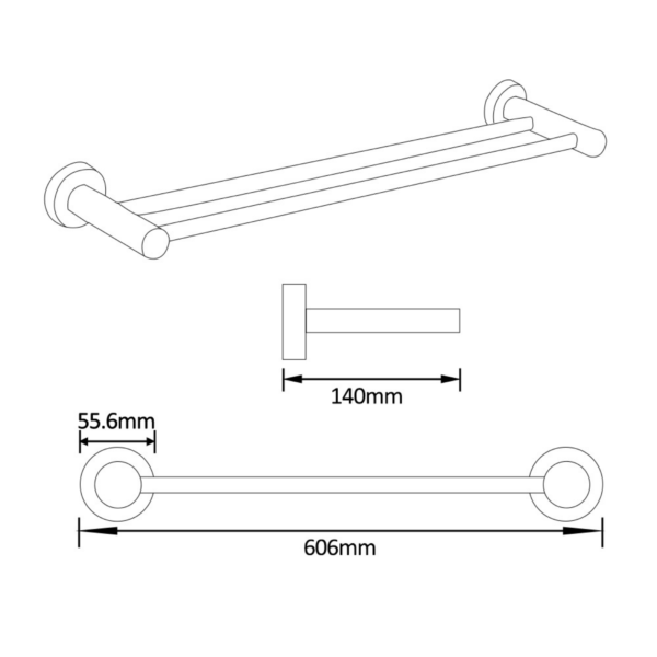 CALI Double Towel Rail (Chrome) - Image 2