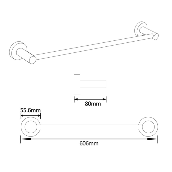 Cali Single Towel Rail (Chrome) - Image 2