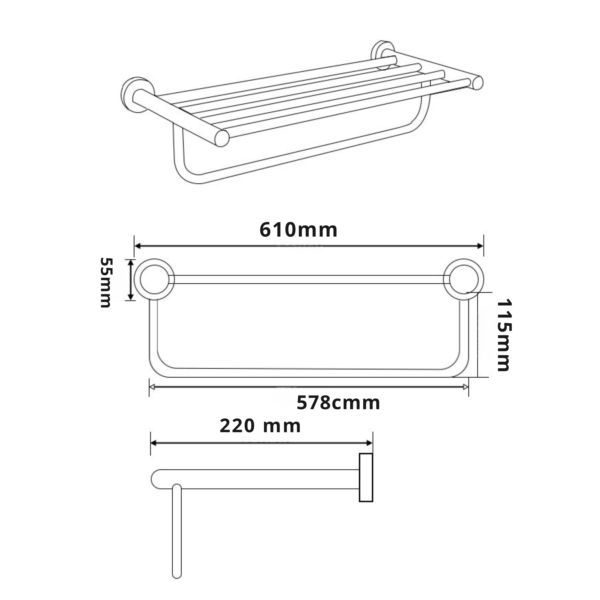 Cali Towel Rail Shelf - Image 2