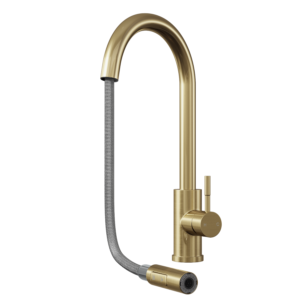 CATO Pull-out Kitchen Mixer Tap with Hand Spray Brushed Brass