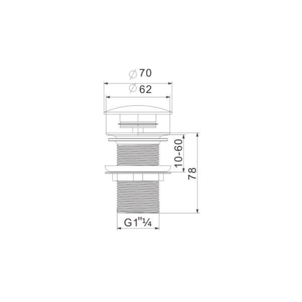 Ceramic Push Button Click-Clack Basin Waste (Unslotted) - Image 2