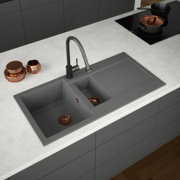 COMITE 1.5 Bowl Kitchen Inset Sink & Drainer with Strainer Waste(s) - Image 8