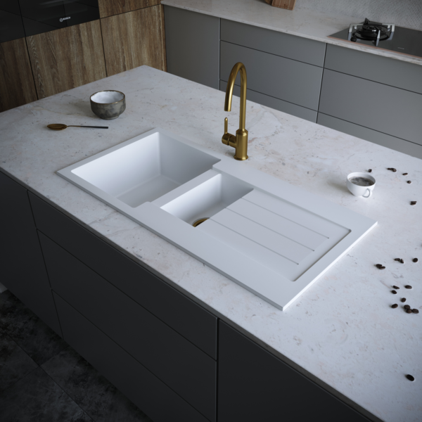 COMITE 1.5 Bowl Kitchen Inset Sink & Drainer with Strainer Waste(s) - Image 9