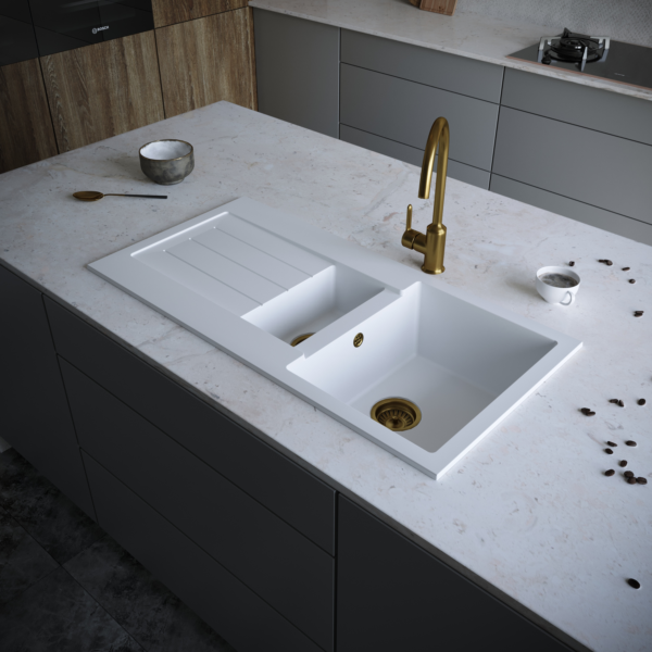 COMITE 1.5 Bowl Kitchen Inset Sink & Drainer with Strainer Waste(s) - Image 10