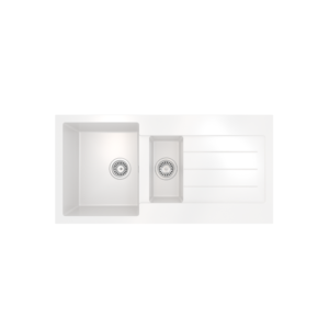 COMITE 1.5 Bowl Kitchen Inset Sink & Drainer with Strainer Waste(s) - Matt White