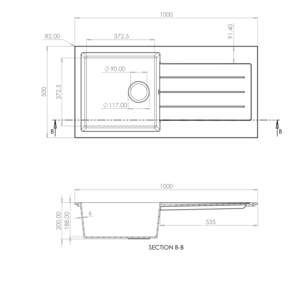 COMITE 1 Bowl Kitchen Inset Sink & Drainer with Strainer Waste(s) - Image 7