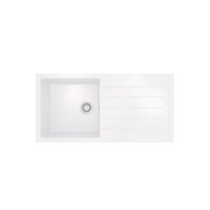COMITE 1 Bowl Kitchen Inset Sink & Drainer with Strainer Waste(s) - Matt White