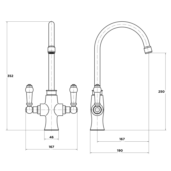 CORA Traditional Style Dual Lever Mixer Tap - Image 2