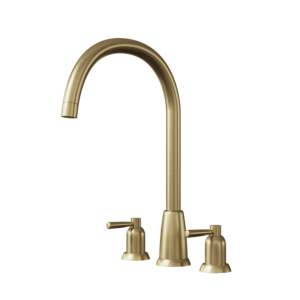 CUTHBERT Dual Lever 3 Tap Hole Kitchen Sink Mixer - Brushed Brass