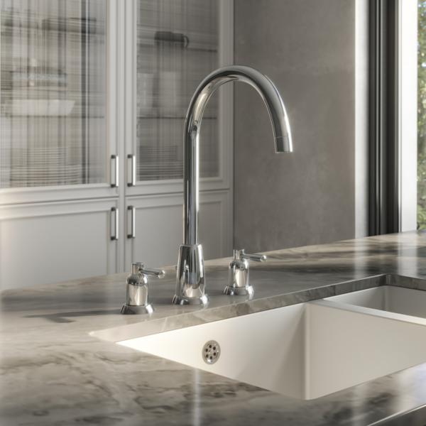 CUTHBERT Dual Lever 3 Tap Hole Kitchen Sink Mixer - Image 8