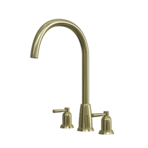 CUTHBERT Dual Lever 3 Tap Hole Kitchen Sink Mixer - Polished Brass