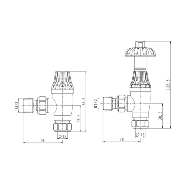 EALING Traditional Style Angled Thermo Valve Pack - Image 3