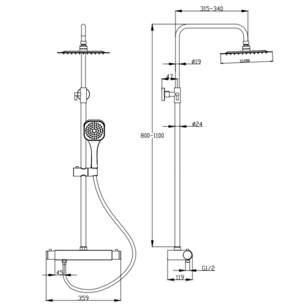 GARDA Cool-Touch Thermostatic Shower Kit - Image 5