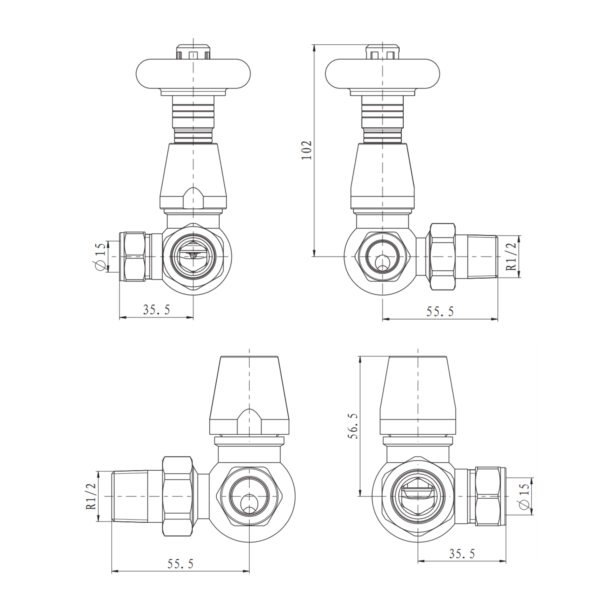 HARROW Traditional Style Corner Thermo Valve Pack - Image 3