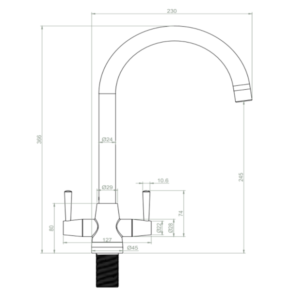 LUSSO Twin Lever Kitchen Mixer - Image 6