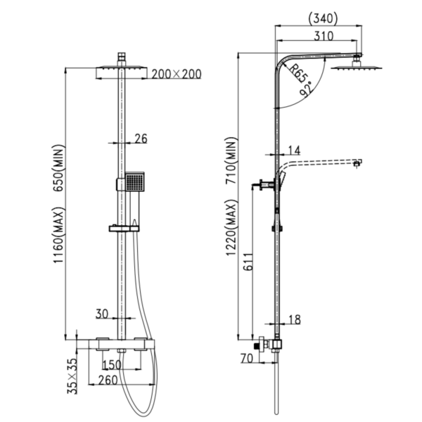MARILIA Square Style Thermostatic Shower Kit - Image 2