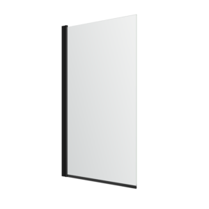 Glass Hinged Bath Screen - Matt Black