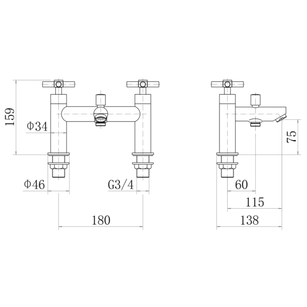 OBAN Bath Shower Mixer with Handset and Bracket - Image 2