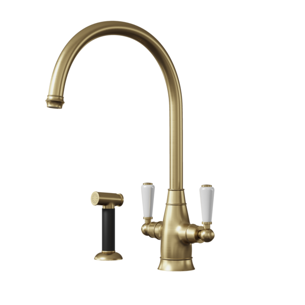 OSWALD Dual Lever Traditional Kitchen Mixer & Spray Rinser - Image 2