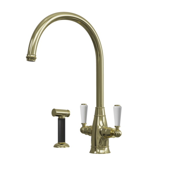 OSWALD Dual Lever Traditional Kitchen Mixer & Spray Rinser - Image 4