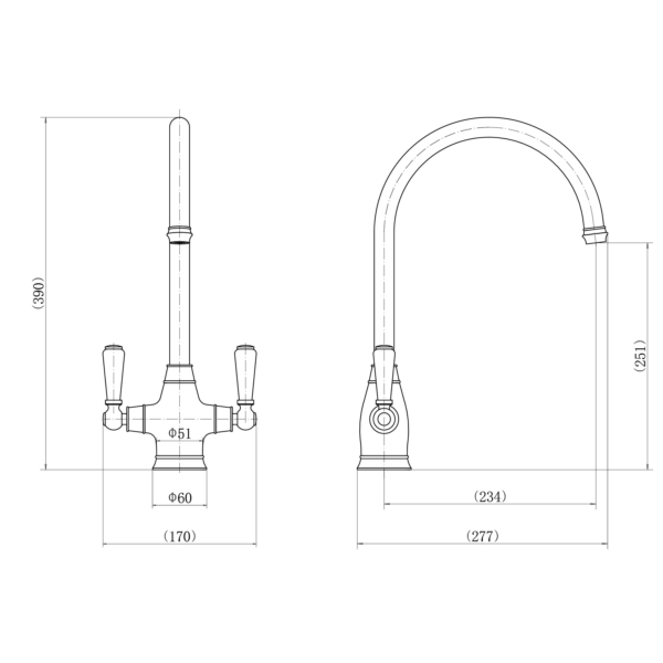 OSWALD Dual Lever Traditional Kitchen Sink Mixer - Image 5