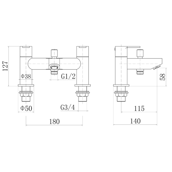 OXFORD Bath Shower Mixer with Handset and Bracket - Image 2