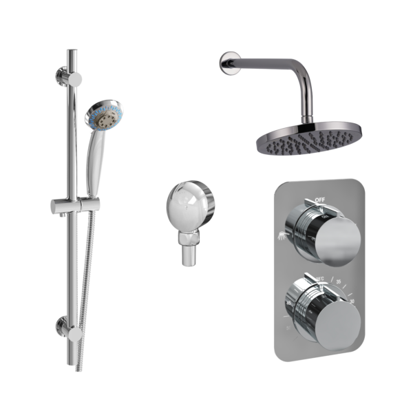 PINTO Concealed Thermostatic Shower with Fixed Head and Flexible Kit