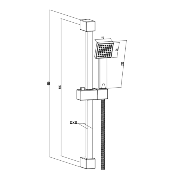 POUR Square Slide Rail Kit with Paddle Handset - Image 2