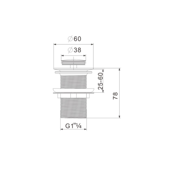 Push Button Click-Clack Basin Waste (Unslotted) - Image 4