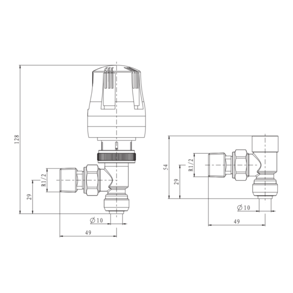 PUSH FIT Angled Push-Fit Thermo Valve Pack (CHROME) - Image 2