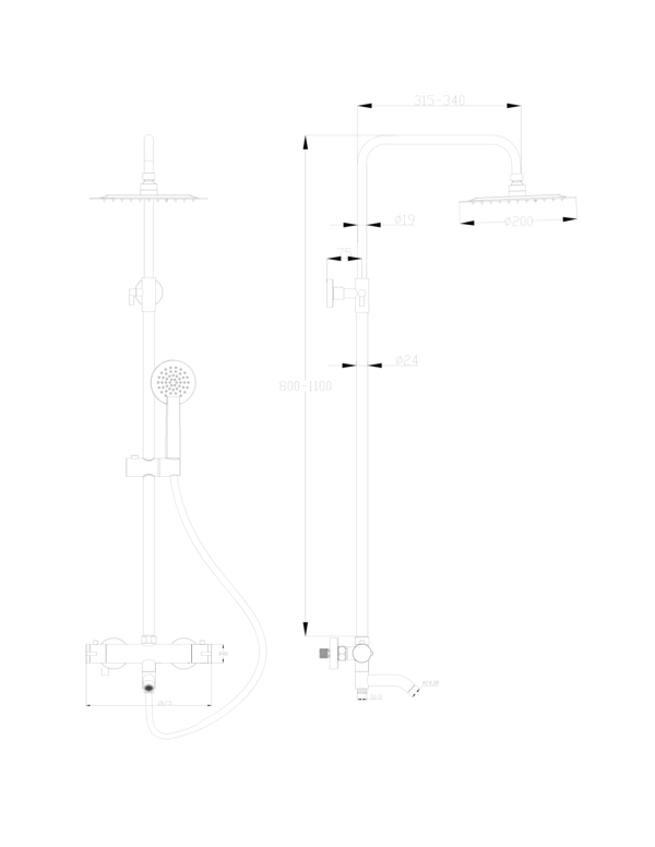SANTANA Round Style Thermostatic Shower Kit with Bath Filler - Image 3