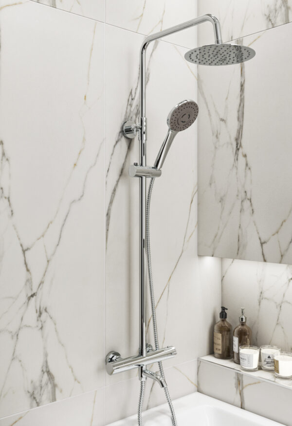 SANTANA Round Style Thermostatic Shower Kit with Bath Filler - Image 2