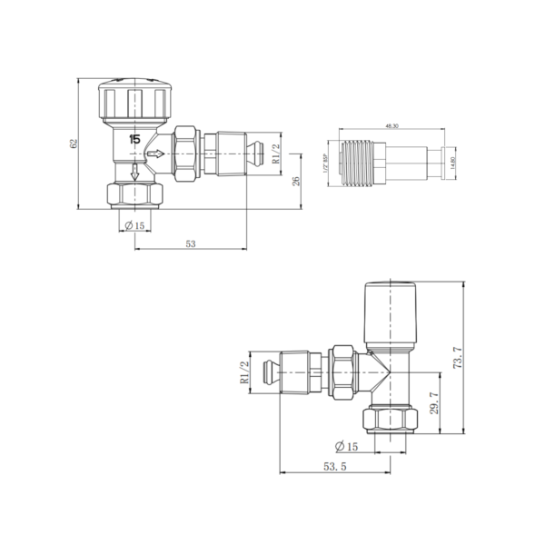 SHUT OFF Angled Round Thermo Valve Pack with Shut Off - Image 3