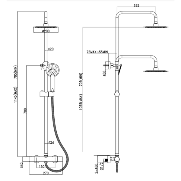 SIENA Round Thermostatic Bar Shower Valve - Image 2