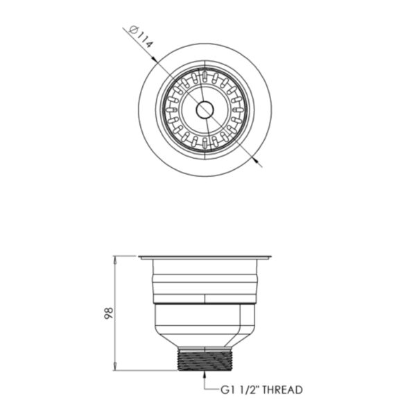 Top Fix Kitchen Strainer Waste with Overflow - Image 5