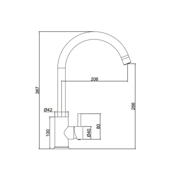 Top Fix Swan Neck Single Lever Kitchen Mixer - Image 6