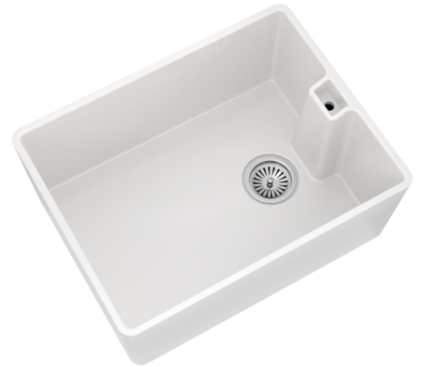 FIRECLAY Belfast 1 Bowl Kitchen Sink with Strainer Waste(s)