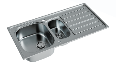 1.5 Bowl Kitchen Inset Sink & Drainer with Strainer Waste(s)
